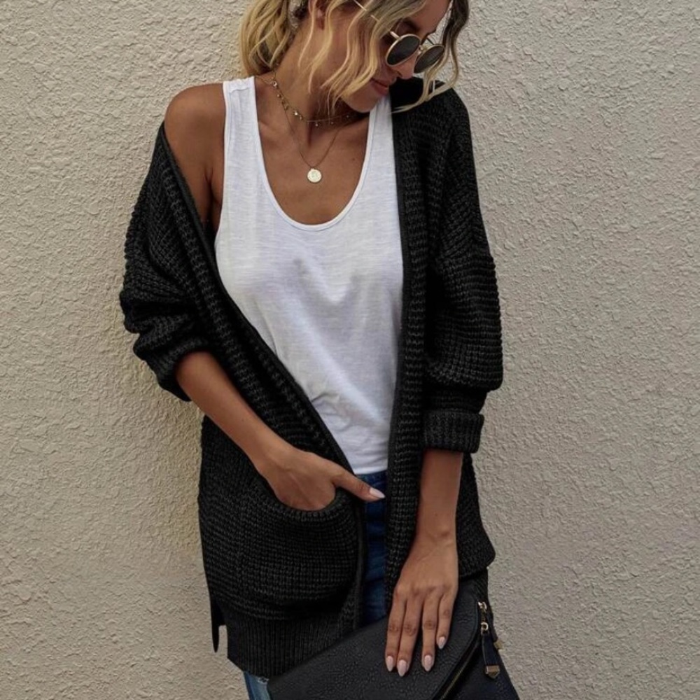 Waffle Knit Dual Pocket Cardigan - Picture 5 of 5